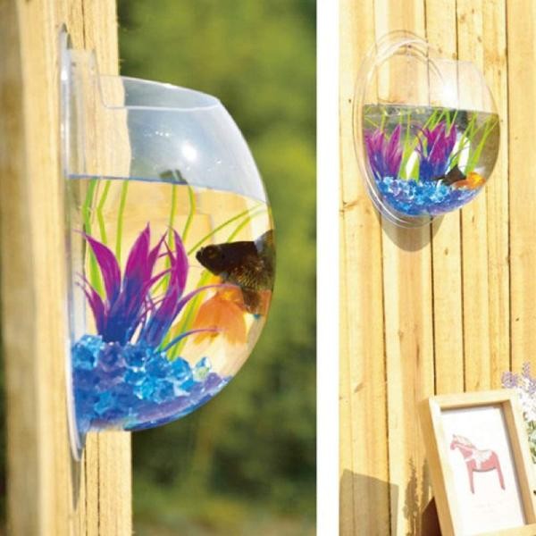B&K Acrylic Fish Bowl Wall Hanging Aquarium Tank Aquatic Pet Wall Mount