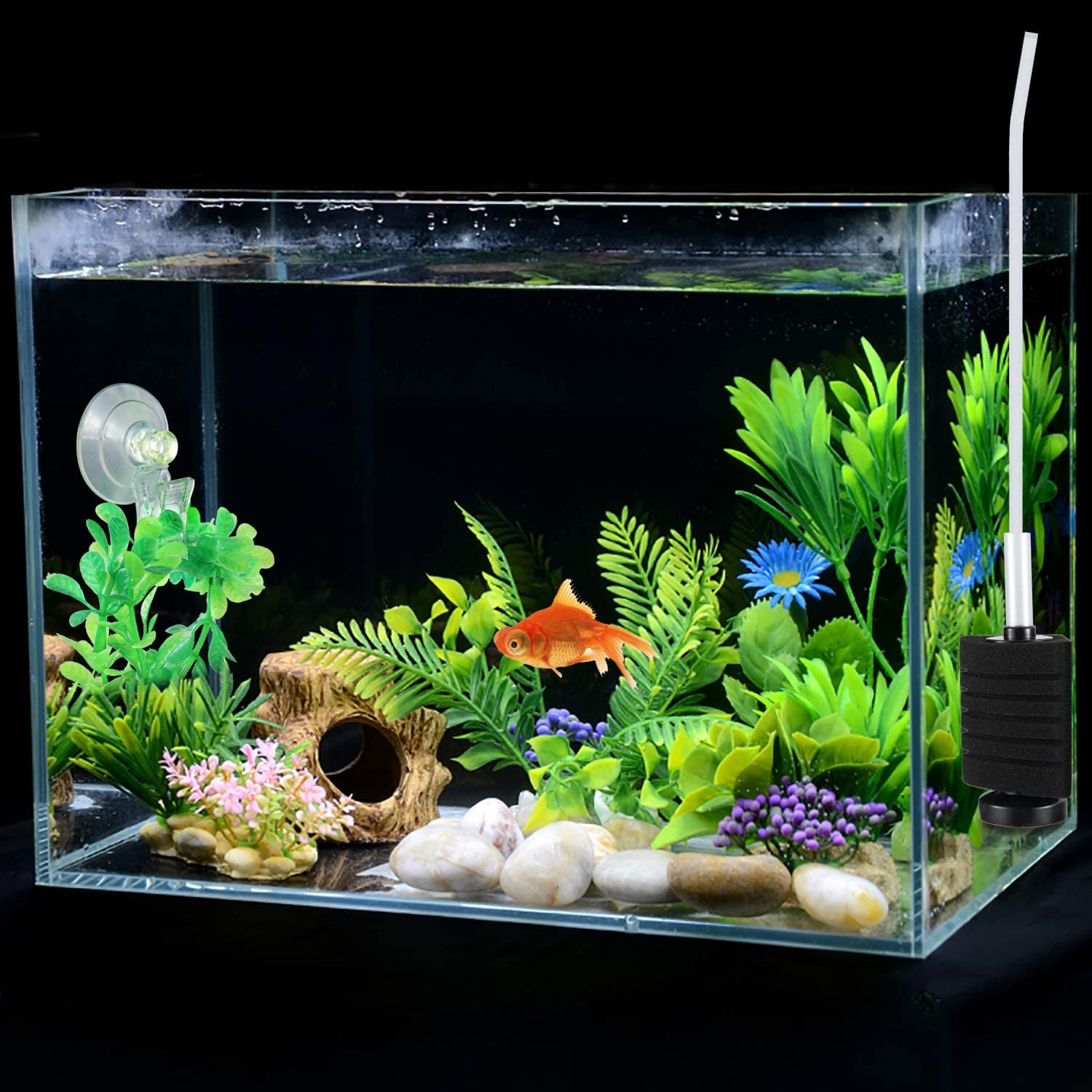 B&K –Aquarium Nano Fish Tank Corner Sponge filter Aquarium Internal Air ...